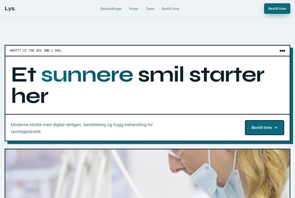 Nettside for tannklinikk